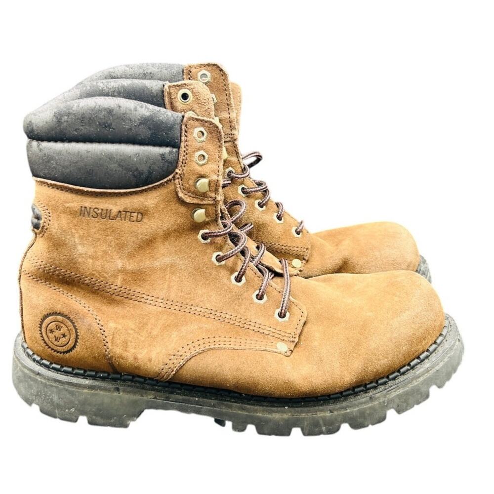🧊 Wrangler Insulated Leather Work Boot men 13 Brown Steel Toe Style Rugged Grip - Picture 1 of 6